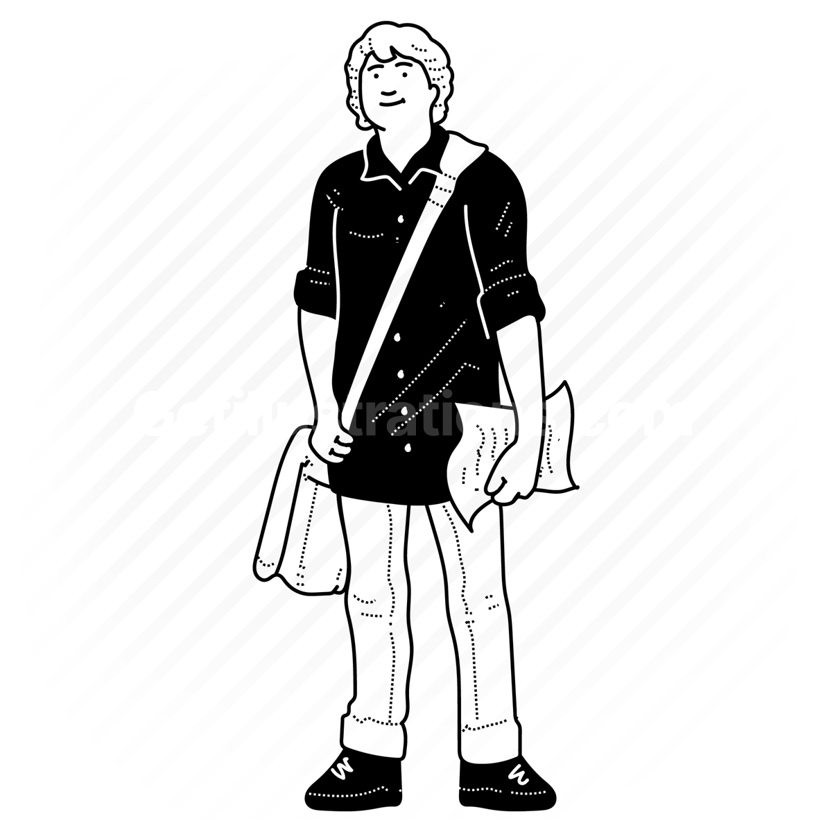 teenager, teenagers, people, person, boy, guy, male, bag, paper, page